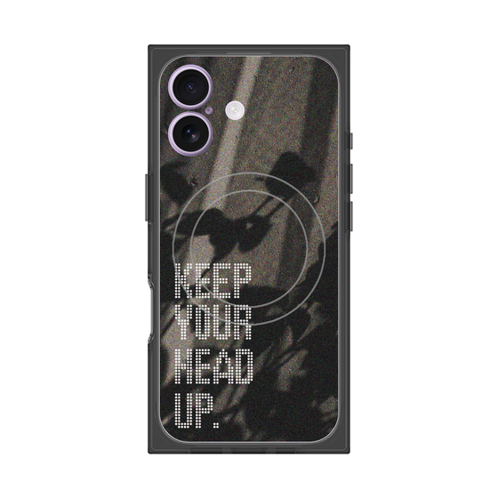 プレミアムスクエアケース with MagSafe［ オリジナル - ドットオーバーレイ - KEEP YOUR HEAD UP/B ］