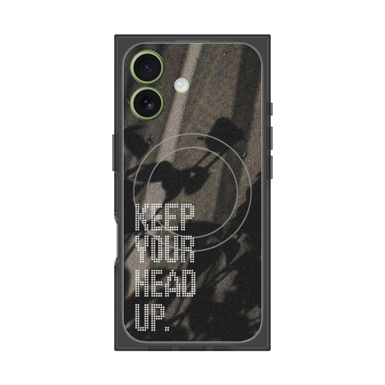 プレミアムスクエアケース with MagSafe［ オリジナル - ドットオーバーレイ - KEEP YOUR HEAD UP/B ］
