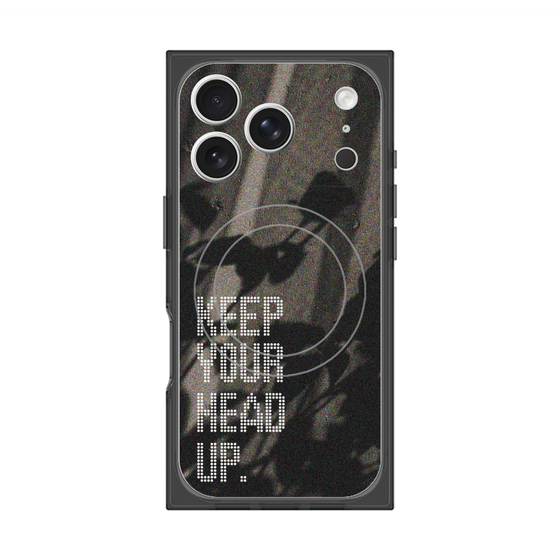 プレミアムスクエアケース with MagSafe［ オリジナル - ドットオーバーレイ - KEEP YOUR HEAD UP/B ］