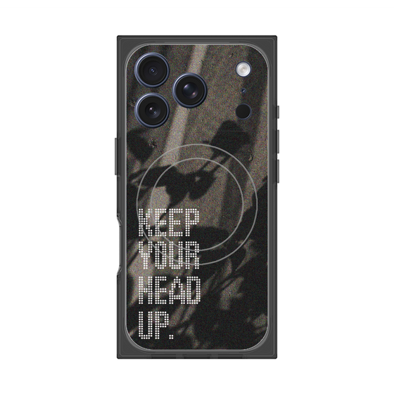 プレミアムスクエアケース with MagSafe［ オリジナル - ドットオーバーレイ - KEEP YOUR HEAD UP/B ］