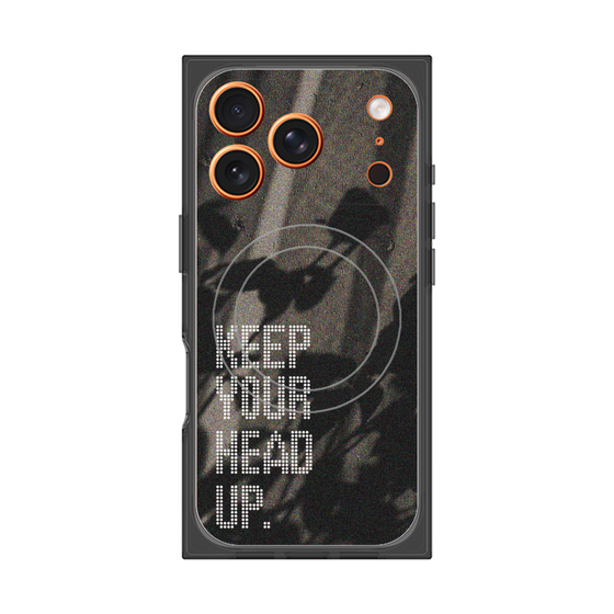 プレミアムスクエアケース with MagSafe［ オリジナル - ドットオーバーレイ - KEEP YOUR HEAD UP/B ］