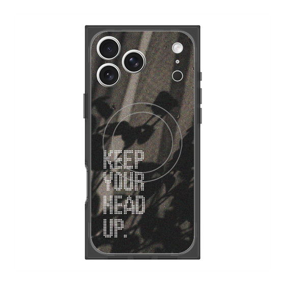 プレミアムスクエアケース with MagSafe［ オリジナル - ドットオーバーレイ - KEEP YOUR HEAD UP/B ］