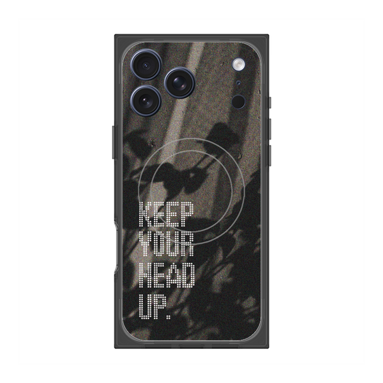 プレミアムスクエアケース with MagSafe［ オリジナル - ドットオーバーレイ - KEEP YOUR HEAD UP/B ］
