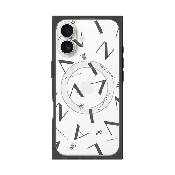 プレミアムスクエアケース with MagSafe［ LANVIN COLLECTION - タイポグラフィ - グレー ］
