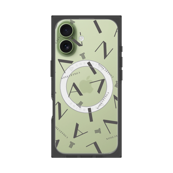 プレミアムスクエアケース with MagSafe［ LANVIN COLLECTION - タイポグラフィ - グレー ］