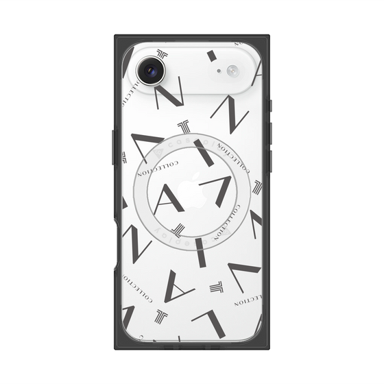 プレミアムスクエアケース with MagSafe［ LANVIN COLLECTION - タイポグラフィ - グレー ］