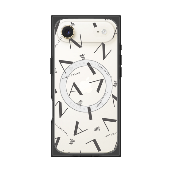 プレミアムスクエアケース with MagSafe［ LANVIN COLLECTION - タイポグラフィ - グレー ］