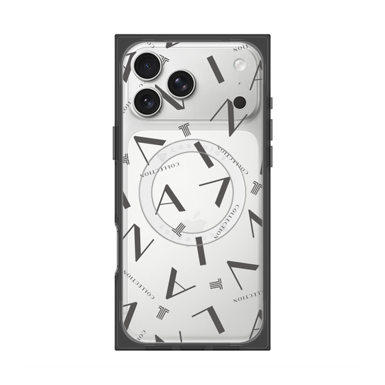 プレミアムスクエアケース with MagSafe［ LANVIN COLLECTION - タイポグラフィ - グレー ］