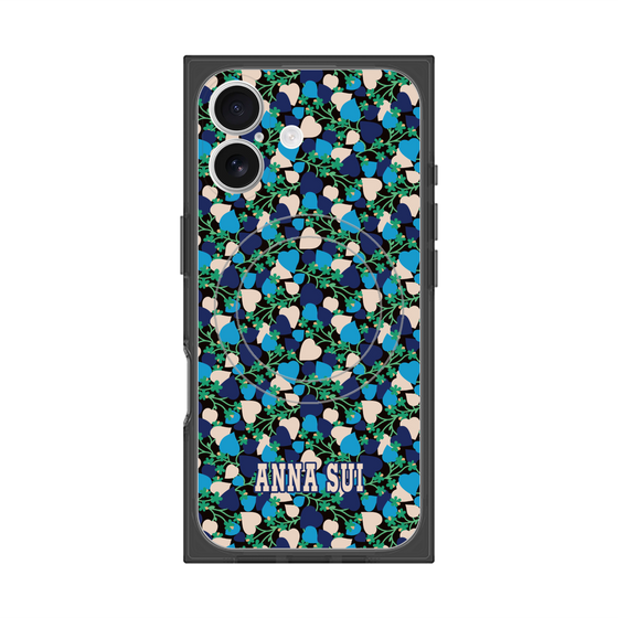 プレミアムスクエアケース with MagSafe［ ANNA SUI - HEARTS VINE - BLUE ］