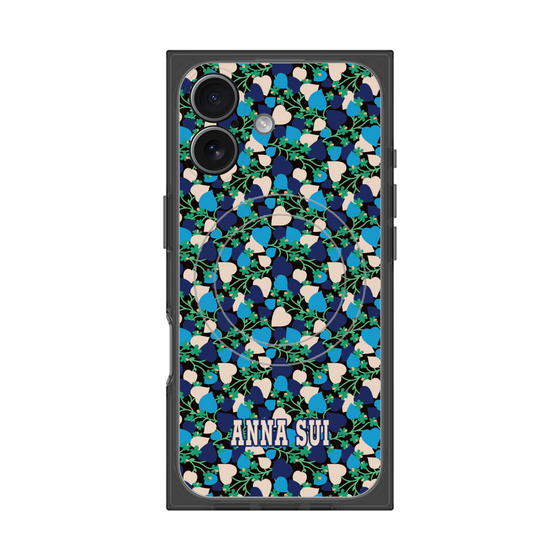 プレミアムスクエアケース with MagSafe［ ANNA SUI - HEARTS VINE - BLUE ］