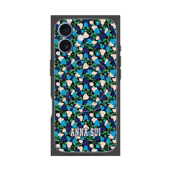 プレミアムスクエアケース with MagSafe［ ANNA SUI - HEARTS VINE - BLUE ］