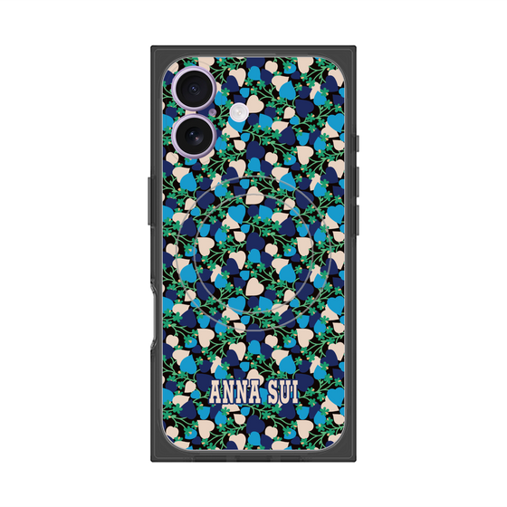 プレミアムスクエアケース with MagSafe［ ANNA SUI - HEARTS VINE - BLUE ］