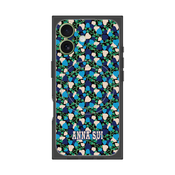 プレミアムスクエアケース with MagSafe［ ANNA SUI - HEARTS VINE - BLUE ］