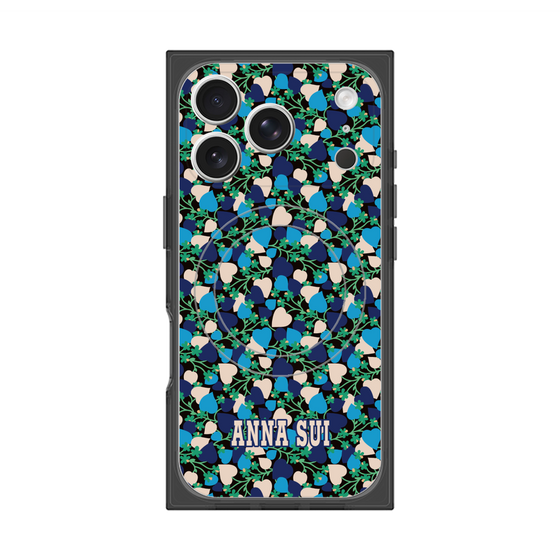 プレミアムスクエアケース with MagSafe［ ANNA SUI - HEARTS VINE - BLUE ］