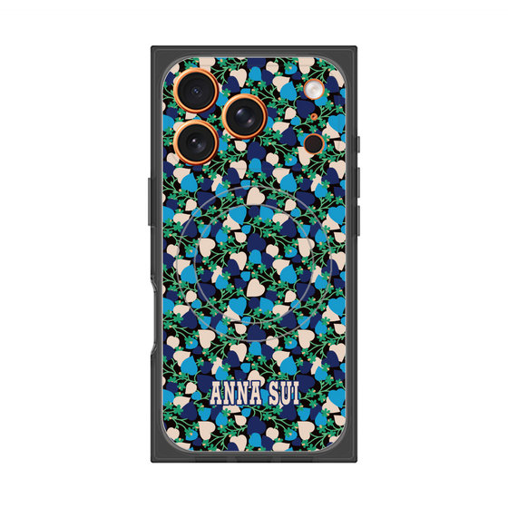 プレミアムスクエアケース with MagSafe［ ANNA SUI - HEARTS VINE - BLUE ］