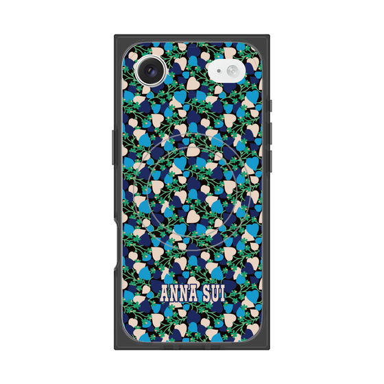 プレミアムスクエアケース with MagSafe［ ANNA SUI - HEARTS VINE - BLUE ］
