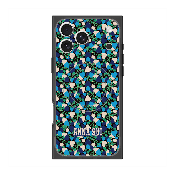 プレミアムスクエアケース with MagSafe［ ANNA SUI - HEARTS VINE - BLUE ］