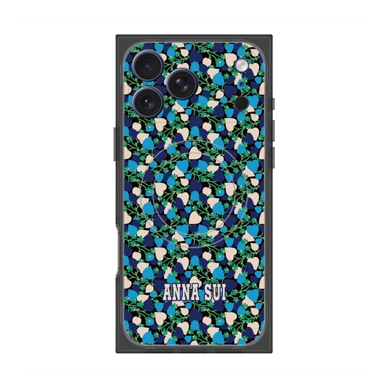 プレミアムスクエアケース with MagSafe［ ANNA SUI - HEARTS VINE - BLUE ］