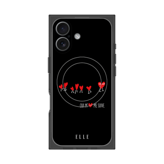 プレミアムスクエアケース with MagSafe［ ELLE - Let who love me follow me - ブラック ］