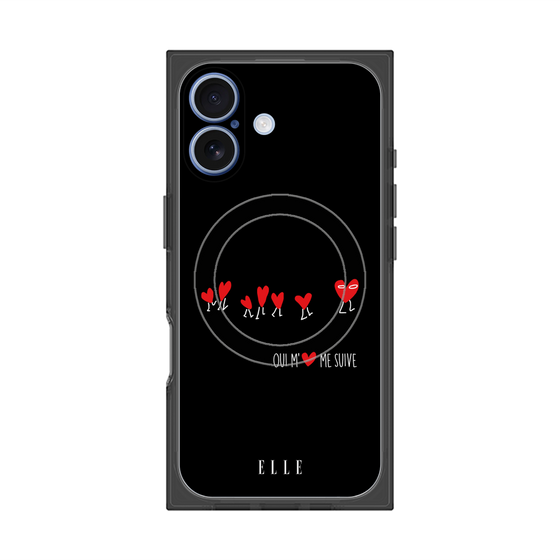 プレミアムスクエアケース with MagSafe［ ELLE - Let who love me follow me - ブラック ］