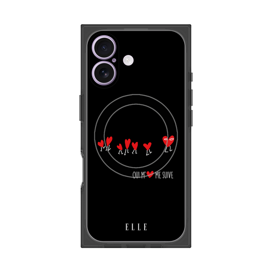 プレミアムスクエアケース with MagSafe［ ELLE - Let who love me follow me - ブラック ］