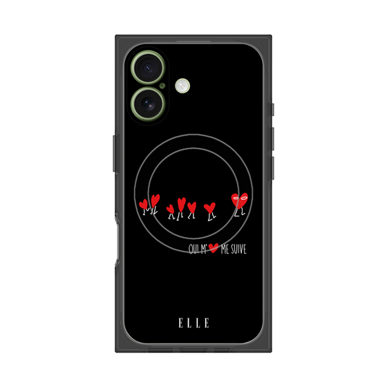 プレミアムスクエアケース with MagSafe［ ELLE - Let who love me follow me - ブラック ］