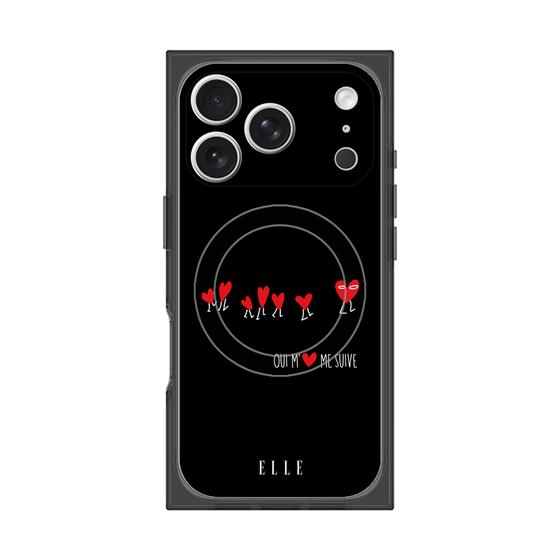 プレミアムスクエアケース with MagSafe［ ELLE - Let who love me follow me - ブラック ］