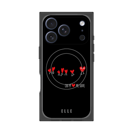 プレミアムスクエアケース with MagSafe［ ELLE - Let who love me follow me - ブラック ］