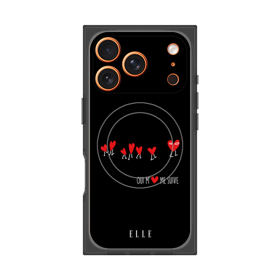 プレミアムスクエアケース with MagSafe［ ELLE - Let who love me follow me - ブラック ］