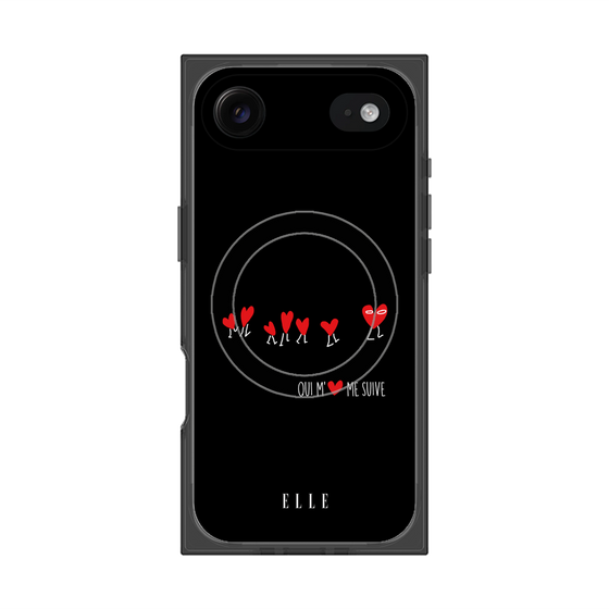 プレミアムスクエアケース with MagSafe［ ELLE - Let who love me follow me - ブラック ］