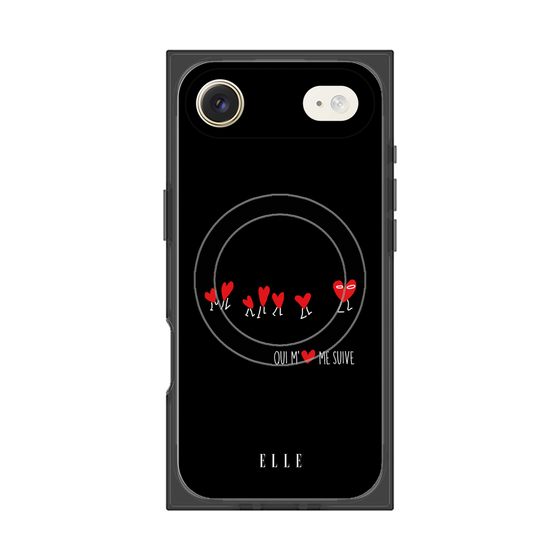 プレミアムスクエアケース with MagSafe［ ELLE - Let who love me follow me - ブラック ］