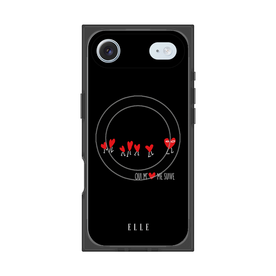 プレミアムスクエアケース with MagSafe［ ELLE - Let who love me follow me - ブラック ］