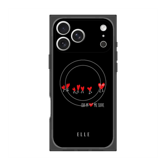 プレミアムスクエアケース with MagSafe［ ELLE - Let who love me follow me - ブラック ］