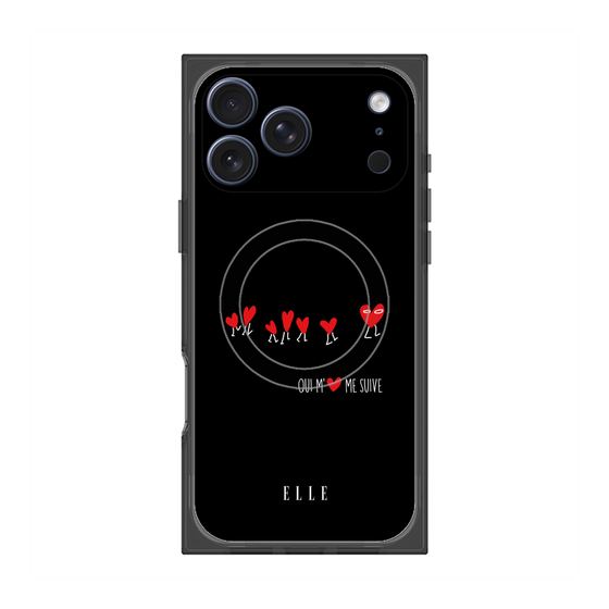 プレミアムスクエアケース with MagSafe［ ELLE - Let who love me follow me - ブラック ］