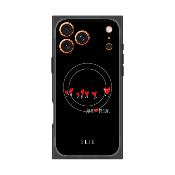 プレミアムスクエアケース with MagSafe［ ELLE - Let who love me follow me - ブラック ］