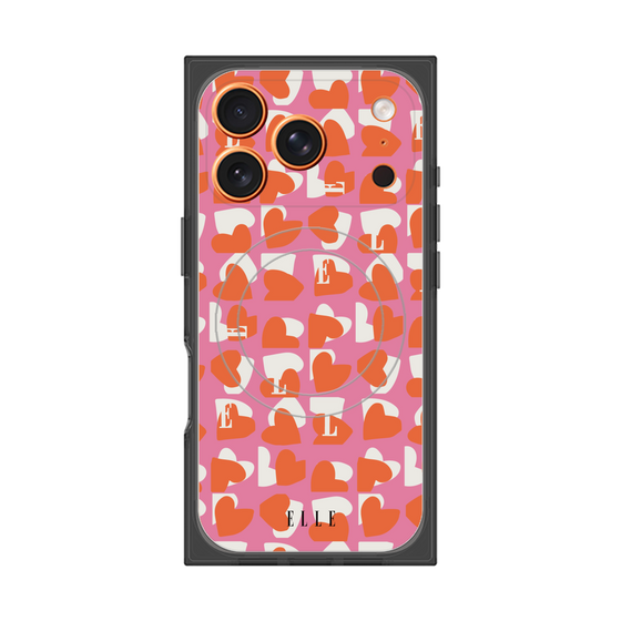 プレミアムスクエアケース with MagSafe［ ELLE - Saint Valentin - ピンク ］