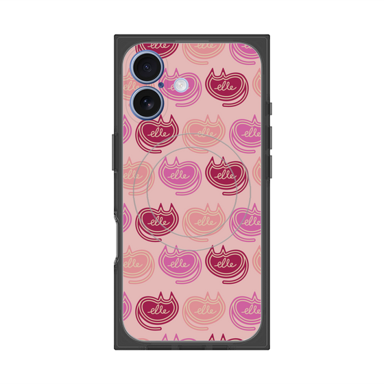 プレミアムスクエアケース with MagSafe［ ELLE - Cat Pattern - ピンク ］