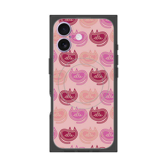 プレミアムスクエアケース with MagSafe［ ELLE - Cat Pattern - ピンク ］