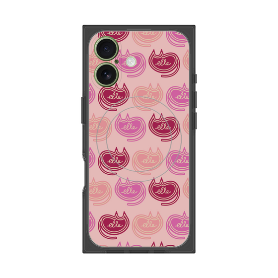 プレミアムスクエアケース with MagSafe［ ELLE - Cat Pattern - ピンク ］