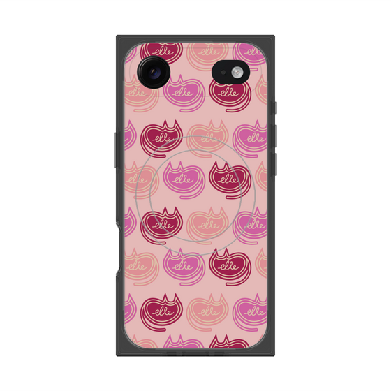 プレミアムスクエアケース with MagSafe［ ELLE - Cat Pattern - ピンク ］