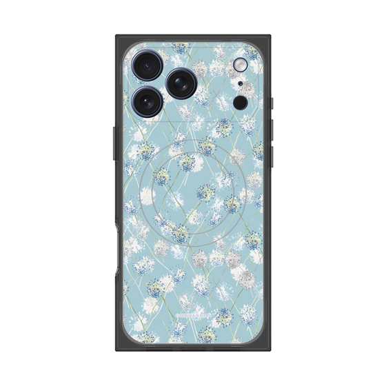プレミアムスクエアケース with MagSafe［ 日比谷花壇 - DelicateGeometry - ライトブルー ］
