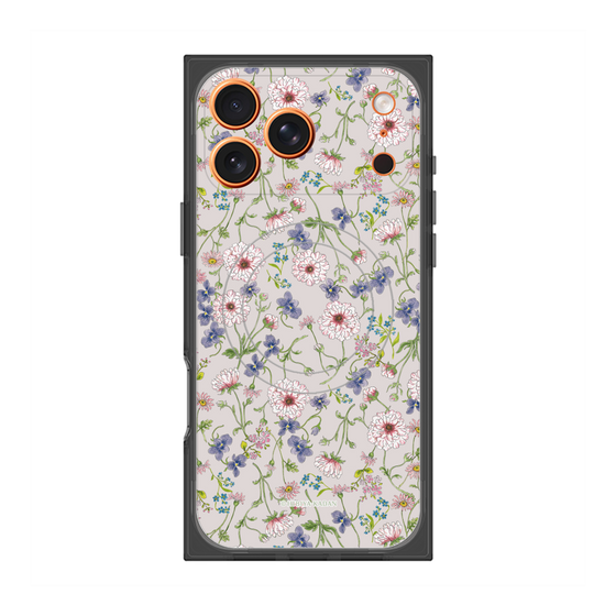 プレミアムスクエアケース with MagSafe［ 日比谷花壇 - FloralSymphony - ベージュ ］