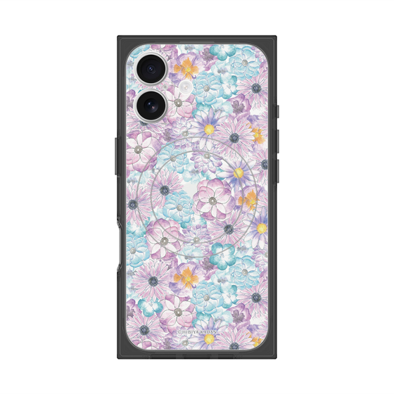 プレミアムスクエアケース with MagSafe［ 日比谷花壇 - HarmonyinBloom - パープル ］