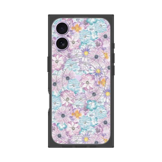 プレミアムスクエアケース with MagSafe［ 日比谷花壇 - HarmonyinBloom - パープル ］