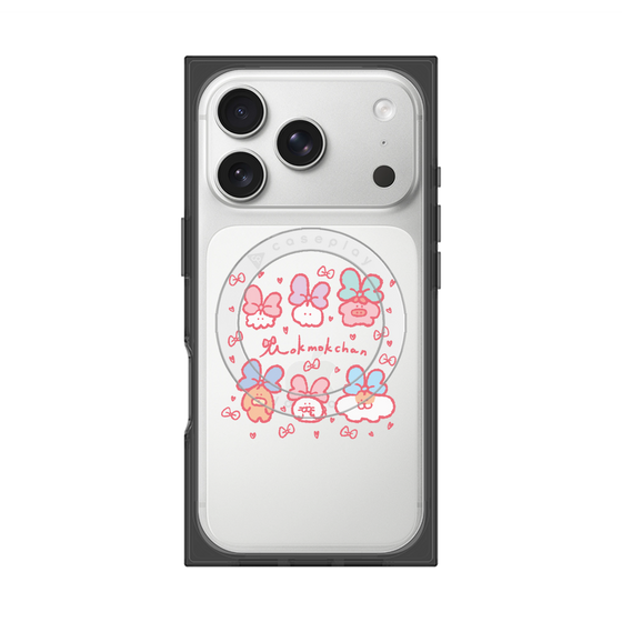 プレミアムスクエアケース with MagSafe［ もくもくちゃん - リボン ］