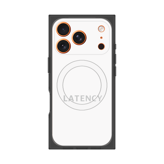 プレミアムスクエアケース with MagSafe［ LATENCY - Logotype - White ］
