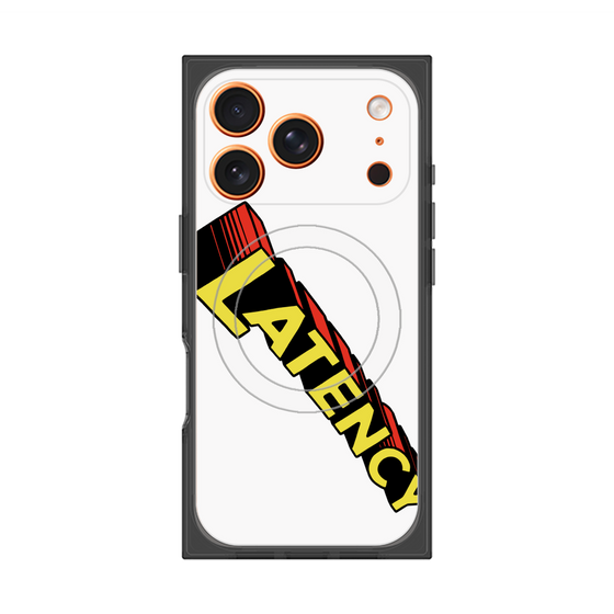 プレミアムスクエアケース with MagSafe［ LATENCY - Rock logo - White ］