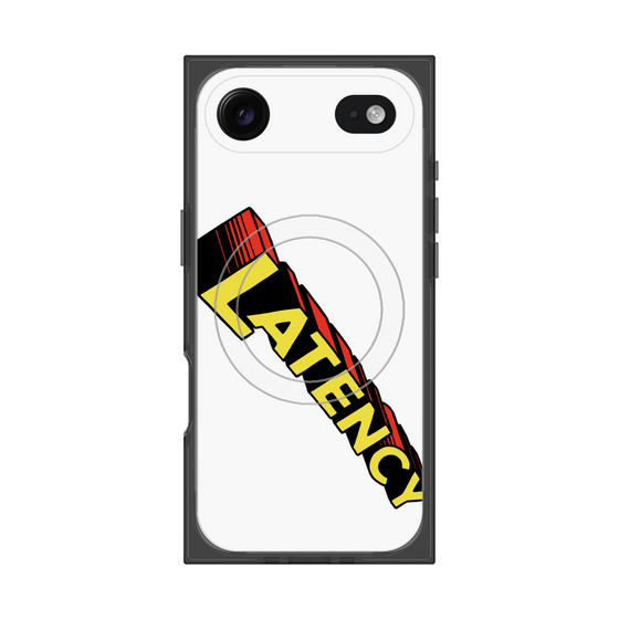 プレミアムスクエアケース with MagSafe［ LATENCY - Rock logo - White ］