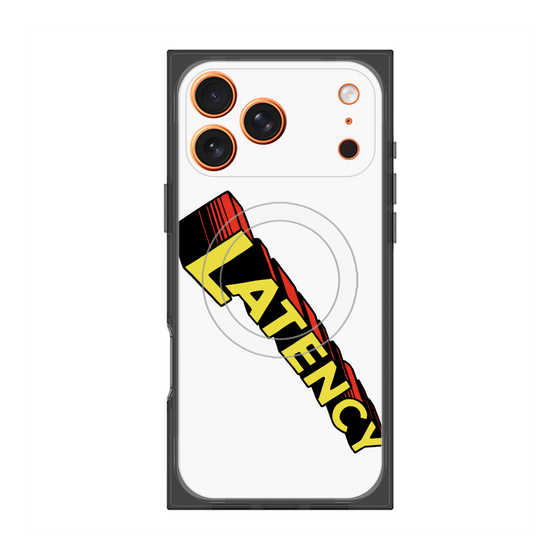 プレミアムスクエアケース with MagSafe［ LATENCY - Rock logo - White ］