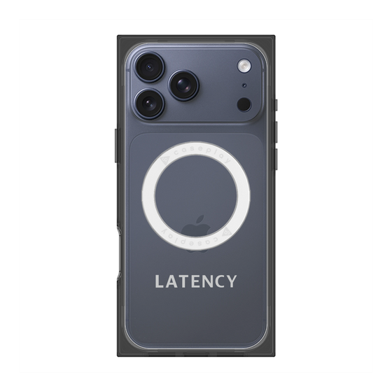 プレミアムスクエアケース with MagSafe［ LATENCY - Logotype - Gray ］
